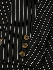 preiswerte Herren Klassische Blazer-Herren Blazer Set Geschäft Cocktailparty Hochzeitsfeier 2 Stück Mode Lässig Frühling Herbst Polyester Gestreift Tasche Knöpfe Bequem Doppelreihig Blazer Schwarz