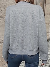 preiswerte Freizeitjacken-Damen Freizeitjacke Strukturierte Jacken Bequem Reißverschluss Mode Modern Lässig Einfach Ausgehen Wochenende Reisverschluss Regulär Stehkragen Normale Passform Langarm Oberbekleidung Schwarz Wei