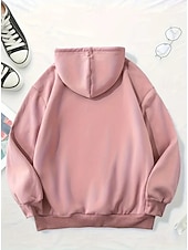 billiga Djur Toppar-Dam Pullover Hoodie Sweatshirt Ficka Mönster Djur Bokstav Ledigt Comfrt Långärmad Huva Vanliga toppar Ledigt Gata Vardag Svart Rodnande Rosa Rubinrött Grön Ljusgrå Höst Vinter
