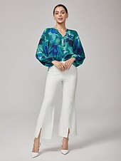 voordelige Blouses &amp;amp; Shirts-abstracte bloemen chiffon crop top