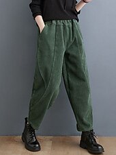 abordables pierna ancha y cintura alta-Mujer Chinos Vacaciones Moda Casual Longitud total Alta cintura Plano Bolsillo Cintura elástica Confortable Suave Cómodo Microelástico Exterior Calle Negro Morado Verde Trébol Café Primavera Otoño