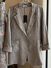 abordables Blazers et Costumes-Femmes Blazer Confortable Respirant Avec Poches Boutons Mode Style OL Uni Extérieur Occasionnel Quotidien Simple Boutonnage Régulier Revers Coupe régulière manche longue Vêtements d&#039;extérieur Bleu