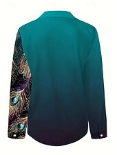 voordelige Vrouwen&#039;s Kunst &amp; Design Tops-Dames Overhemd Grafisch Abstract Elegant Dagelijks Zakelijk Lange mouw Overhemdkraag Normale tops Bruiloft gast Werk Dagelijks Afdrukken Rood blauw Paars Groen Lente Herfst Winter
