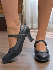 cheap 1950s-Women&#039;s Vintage Green Mary Jane Heels - 1950s-Style Round Toe Shoes with Scallop Details for Fall Work Looks,Daily Outfits and Vintage-Inspired Gatherings