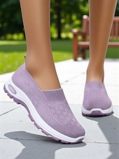 levne Dámské tenisky-Dámské béžové pohodlné tenisky s flyknit nazouvací – lehké prodyšné boty do parku, na pochůzky i na každodenní nošení