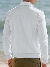 baratos Jaquetas Casuais-Homens jaqueta leve Jaqueta Waffle Jaqueta casual Férias Diário Respirável Bolsos Primavera Outono Tecido Moda Clássico Lapela Padrão Preto Branco Azul Royal cáqui Cinzento Casaco
