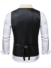 voordelige Heren Vest-Voor heren Vest Vakantie Feest liiketoiminta Modieus Casual Lente Herfst Zak Knop Paillet Polyester Comfortabel Effen Enkele knoopsluiting één knoop Revers Normale pasvorm Goud Hesje