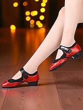 baratos Sapatos de Jazz-Sapatos de dança jazz femininos com sola dividida vermelha e preta - tênis de performance confortáveis e antiderrapantes para prática de dança latina, moderna e de salão