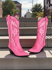 levne Cowboy &amp; Western Boots-Dámské kovbojské boty v západním stylu s vyšívanými kamínky, ideální pro městskou bohémskou módu a slavnostní příležitosti