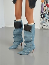 levne Slouch Boots-Dámské hnědé semišové kozačky nad kolena s odnímatelnou přední ozdobou a multistylem - módní obuv na vysokém podpatku pro moderní městské outfity