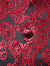abordables Gilet pour homme-Homme Gilet Vacances Soirée Affaires Mode Occasionnel Printemps Automne Avec Poches Boutons Polyester Confortable Paisley Droit 1 bouton Revers en Pointe Coupe régulière Rouge Gilet