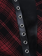 levne Šaty-Punk a gotika Mini Asymetrické Šaty Bez rukávů Gotická dívka Popruh na špagety Korzet Pléd Rozevláté Maškarní kostým Unisex předvečer Všech svatých Karneval Párty Ležérní Noc a speciální příležitost