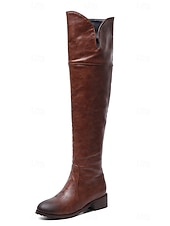 preiswerte Reitboots-Overknee-Stiefel für Damen mit seitlichem Reißverschluss, niedriger Blockabsatz im Reitstil für lässige Streetwear und urbane Outfits