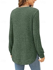 preiswerte Texturierte Oberteile-Damen Textur Bluse T Shirt T-Shirt Einfach Mode Modern Langarm Rundhalsausschnitt Normale Oberteile Täglich Ausgehen Asymmetrisch Schwarz Wein Fuchsie Braun Grün Frühling Herbst
