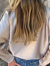 preiswerte Damen Einfache Oberteile-Damen Hemd Bluse Einfach Modern Lässig Langarm V Ausschnitt Normale Oberteile Täglich Ausgehen Schwarz Champagner Braun Aprikose Grau Herbst