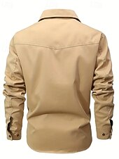 preiswerte Cargo-Jacken-Herren Leichte Jacke Cargo-Jacke Freizeitjacke Urlaub Täglich Atmungsaktiv Tasche Herbst Winter Einfach Mode Klassisch Revers Regulär Schwarz Blau Khaki Jacken