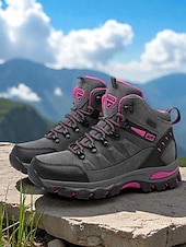 preiswerte Damen-Sneaker-Wasserdichte Wanderstiefel für Damen – violette High-Top-Outdoor-Trailschuhe mit Knöchelstütze für Trekking, Camping und Bergabenteuer
