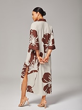 abordables Robes décontractées-robe de vacances décontractée en rayonne filée à imprimé floral et col en V pour femme