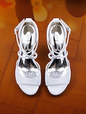 ieftine Sandale cu toc-Sandale damă din satin cu toc bloc și bareta la gleznă - pantofi eleganti cu vârful deschis pentru cocktailuri și ținute de seară