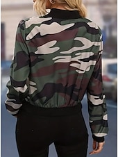 preiswerte Bomberjacke-Damen Freizeitjacke Warm Schnelltrocknend Reißverschluss Tasche Elegant Mode Täglich Einfach Tarnung Urlaub Lässig Täglich Ferien Kurz Baseball-Kragen Normale Passform Langarm Oberbekleidung Fuchsie