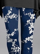  Women's Pants Trousers Leggings Cozy Leggings Streetwear Casual Full Length High Waist Floral Elastic Waist Print Breathability Comfortable Stretchy Vacation Street Daily Wear Red Blue Purple Orange