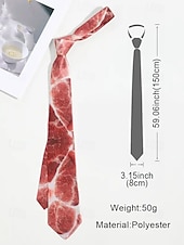 preiswerte Halloween-Zubehör-Herren-Halloween-Krawatte mit Fleisch-Print – lustiges und einzigartiges Steak- und Speck-Design, perfekt für Halloween-Partys und Kostümveranstaltungen