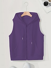 baratos Tops Simples-Mulheres Moletom Moletom com zíper Papai Noel Tecido Clássico Casual Sem Manga Com Capuz Tops regulares Casa Dia a Dia Feriado Bolso frontal Preto Branco Roxo Azul Escuro Inverno