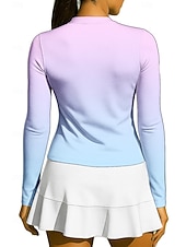 economico Camicia Donna-Per donna Sfumatura Maglietta sportiva Maglia da tennis Manica Lunga Cerniera Floreale UPF50+ Resistente ai Raggi UV Alta elasticità Traspirante Pallavolo Tennis Golf Collo alla coreana Collo con zip
