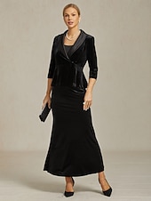 abordables Manteaux &amp; vestes-Femmes Hauts Élégants Hauts de soirée Couleur Unie Élégant ancien Manche 3/4 Col en V Hauts Réguliers Noir Hiver