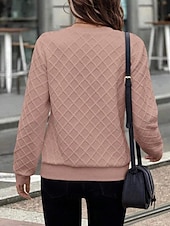 economico Felpe e Sweatshirt Texturizzati-Per donna Felpa con texture Felpe Felpe con cerniera Semplice Streetwear Casual Comodo Manica Lunga Collo Alto Top Regolari Streetwear Ferie Uscire Zip a un quarto Bianco Primavera Autunno