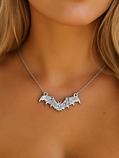 abordables Accessoires d&#039;Halloween-Collier pendentif chauve-souris gothique pour femme - ras de cou vintage en argent pour fêtes costumées, cosplay et mode sorcière