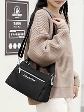 cheap Crossbody Bags-Women's large capacity multi-compartment storage lightweight waterproof nylon crossbody bag with adjustable shoulder strap, Casual style, Suitable for daily use and going out