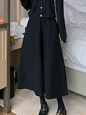 abordables Jupes unies-Femmes Jupe Occasionnel Maxi Taille Basse Jupes Uni Avec Poches Micro-Élastique Vacances Sortir Chameau Noir Automne Polyester