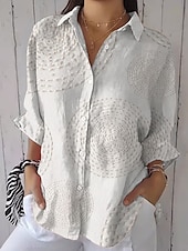 preiswerte Damen Kunst- und Design-Oberteile-Damen Shirt Button Down Tunika Hemd Kragen Langarm Grafisch Abstrakt Täglich Stilvoll Modern Regelmäßige Tops Arbeit Täglich Feiertag s Druck Weiß Blau Grün Khaki Frühling Herbst
