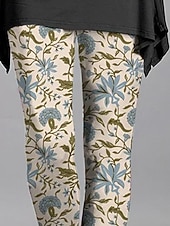 女性用 パンツ レギンス 心地よいレギンス ストリートファッション カジュアル 全長 ハイウエスト フラワー 弾性ウエスト プリント 通気性 快適 伸縮性あり バケーション ストリート デイリーウェア ホワイト 夏 春 秋 レギュラー お買い得  -女性用 パンツ レギンス 心地よいレギンス ストリートファッション カジュアル 全長 ハイウエスト フラワー 弾性ウエスト プリント 通気性 快適 伸縮性あり バケーション ストリート デイリーウェア ホワイト 夏 春 秋 レギュラー