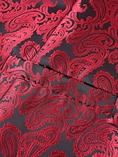 abordables Gilet pour homme-Homme Gilet Vacances Soirée Affaires Mode Occasionnel Printemps Automne Avec Poches Boutons Polyester Confortable Paisley Droit 1 bouton Revers en Pointe Coupe régulière Rouge Gilet