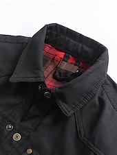 preiswerte Cargo-Jacken-Herren Leichte Jacke Cargo-Jacke Freizeitjacke Urlaub Täglich Atmungsaktiv Tasche Herbst Winter Einfach Mode Klassisch Revers Regulär Schwarz Blau Khaki Jacken