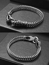 billige Halloween-tilbehør-Halloween-armbånd med slangehode til herre – gotisk punk-kjede i rustfritt stål med armbåndsmykker til fester, cosplay og uteliv