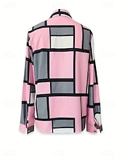 halpa Juhlapuserot-Naisten Paita Pusero Napit Painettu Skottiruutukuvio Pallokuosi Vapaa-aika Pitkähihainen Paitapuserokaula-aukko Tavalliset topit Päivittäin Työ Sininen Musta Valkoinen Punastuvan vaaleanpunainen Khaki