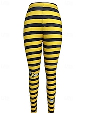 baratos -Mulheres Calças Leggings Roupa de rua Casual Comprimento total Cintura Alta Listra Cintura elástica Imprimir Respirabilidade Confortável Com Stretch Férias Rua Roupa Diária Amarelo Verão Primavera