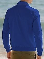 baratos Jaquetas Casuais-Homens jaqueta leve Jaqueta Waffle Jaqueta casual Férias Diário Respirável Bolsos Primavera Outono Tecido Moda Clássico Lapela Padrão Preto Branco Azul Royal cáqui Cinzento Casaco