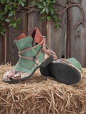 economico Stivali alla caviglia-stivali patchwork artistici da donna: stivaletti alla caviglia colorati con lacci per streetwear creativo, giardinaggio urbano e gite del fine settimana
