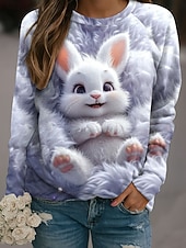 Women's Pullover Graphic Rabbit Casual Long Sleeve Crew Neck Regular Tops Casual Purple Fall Winter4