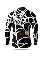 abordables Maillots pour hommes-Homme Hauts Maillot de cyclisme Graphique Géométrique Araignée manche longue Cyclisme Maillot Top avec 3 poches arrière Soleil Protection solaire Écran solaire Séchage Rapide Des sports Noir Vêtement