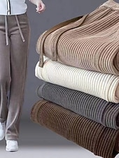 halpa Suorat Housut-Naisten Vakosamettihousut Housut Suora Katutyyli Vapaa-aika Täyspitkä Luonnollinen Tavallinen Joustava kiristysnauhan suunnittelu Mukava Katu Pyhäpäivä Viikonloppu Tumma harmaa Musta Khaki Syksy