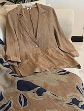 abordables Blazers et Costumes-Femmes Blazer Confortable Respirant Avec Poches Boutons Mode Style OL Uni Extérieur Occasionnel Quotidien Simple Boutonnage Régulier Revers Coupe régulière manche longue Vêtements d&#039;extérieur Bleu