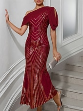 tanie Nieformalny / Dzienny ślub-Syrena Suknia wieczorowa Elegancja Suknia formalna Formalny Ślub Sięgająca podłoża Bez rękawów W serek Z cekinami z Cekin 2025