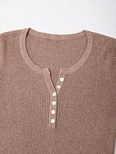 billiga Blusar &amp;amp; skjortor-Dam Button Down skjorta Casual skjorta Randig Ledigt Purpur Grön Beige Knappar Långärmad Elegant Semester Grundläggande V-hals Höst Många årstider