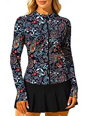 abordables Camisa de Mujer-Mujer Unisexo Cachemir Tops Camisa deportiva Camiseta de tenis Top de tenis Manga Larga Cremallera Floral UPF50+ Resistente a los rayos UV Alta elasticidad Dispersor de humedad Transpirable Voleibol