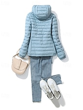 preiswerte Puffers &amp; Parka-Damen Daunenjacke Warm Bequem Reißverschluss Tasche Mode Einfach Ausgehen Wochenende Reisverschluss Regulär Mit Kapuze Normale Passform Langarm Oberbekleidung Gelb Rosa Rote Herbst Winter